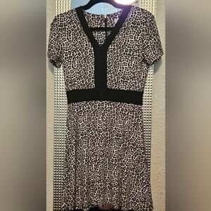 Michael Kors Black and White Fit and Flare Mini Dress